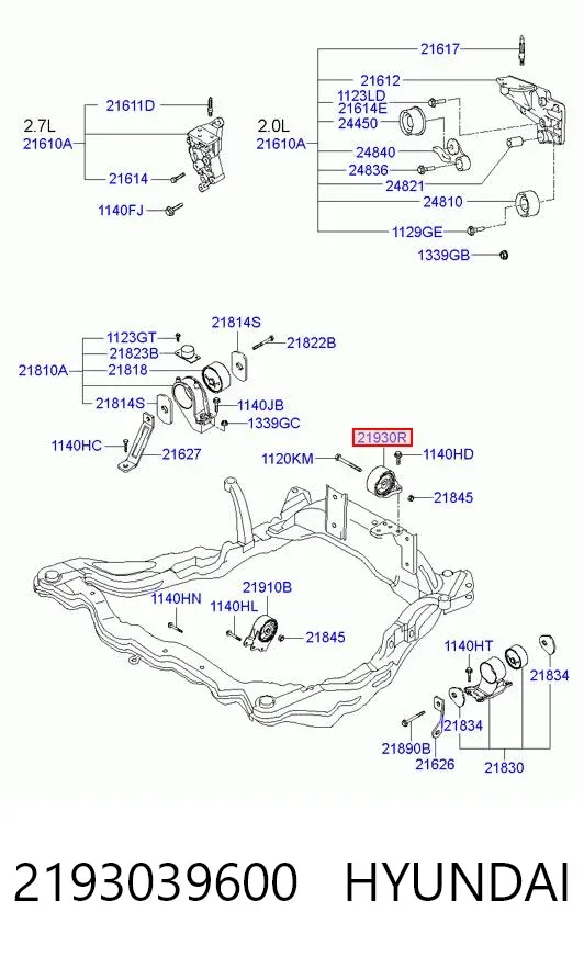 Подушка двигуна задня 2193039600 Hyundai/Kia