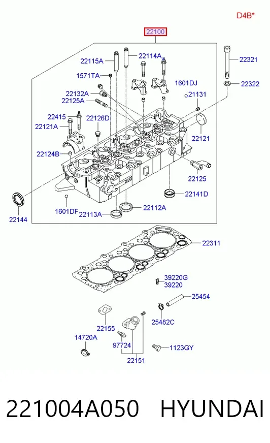 ГБЦ 221004A050 Hyundai/Kia