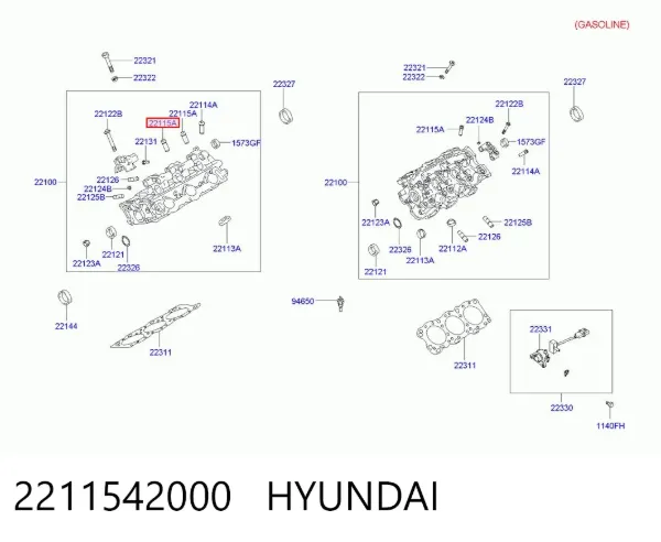 Направляюча клапана, випускного 2211542000 Hyundai/Kia