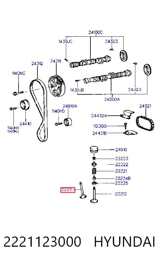 Клапан впускний 2221123000 Hyundai/Kia
