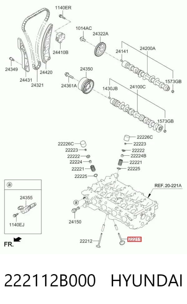 Клапан впускний 222112B000 Hyundai/Kia