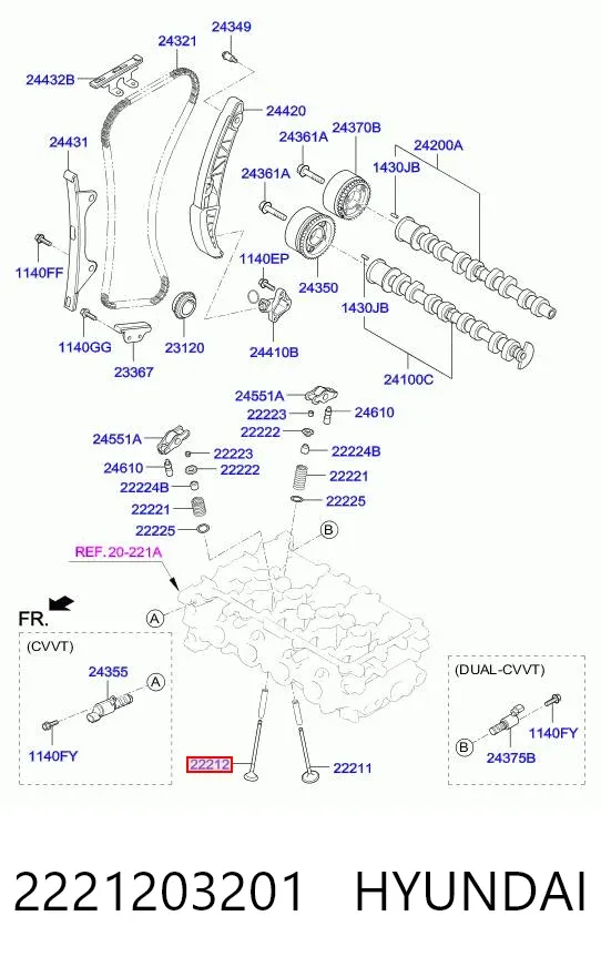 Клапан випускний 2221203201 Hyundai/Kia