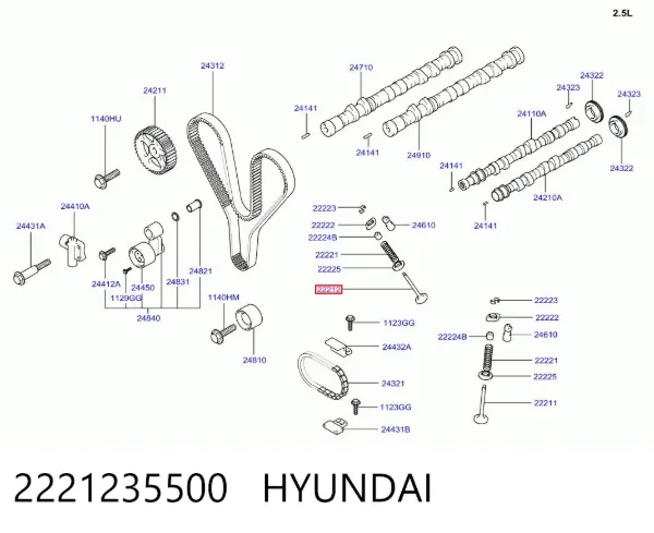 Клапан випускний 2221235500 Hyundai/Kia