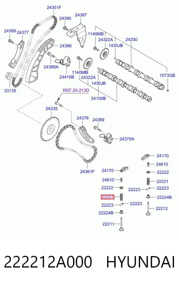 Пружина клапана 222212A000 Hyundai/Kia