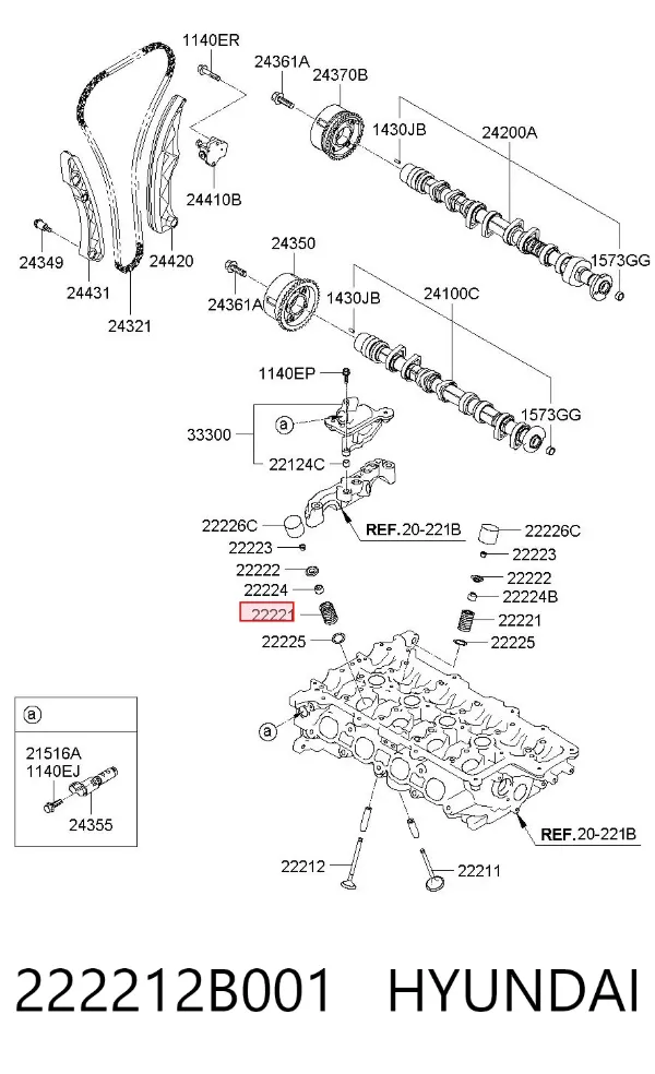 Пружина клапана 222212B001 Hyundai/Kia