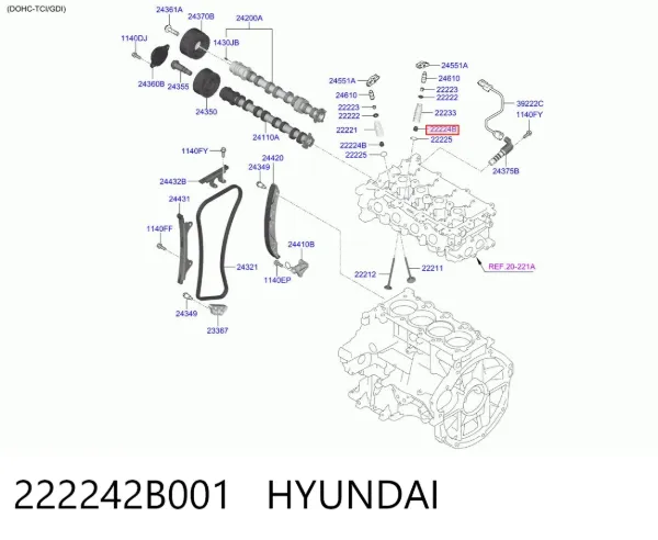 Сальник клапана (маслознімний), випускного 222242B001 Hyundai/Kia
