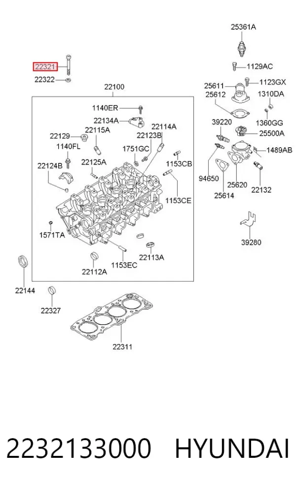 Болт ГБЦ 2232133000 Hyundai/Kia