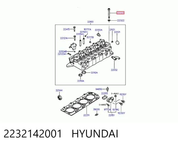 Болт ГБЦ 2232142001 Hyundai/Kia