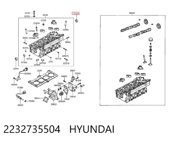 Заглушка блоку циліндрів 2232735504 Hyundai/Kia