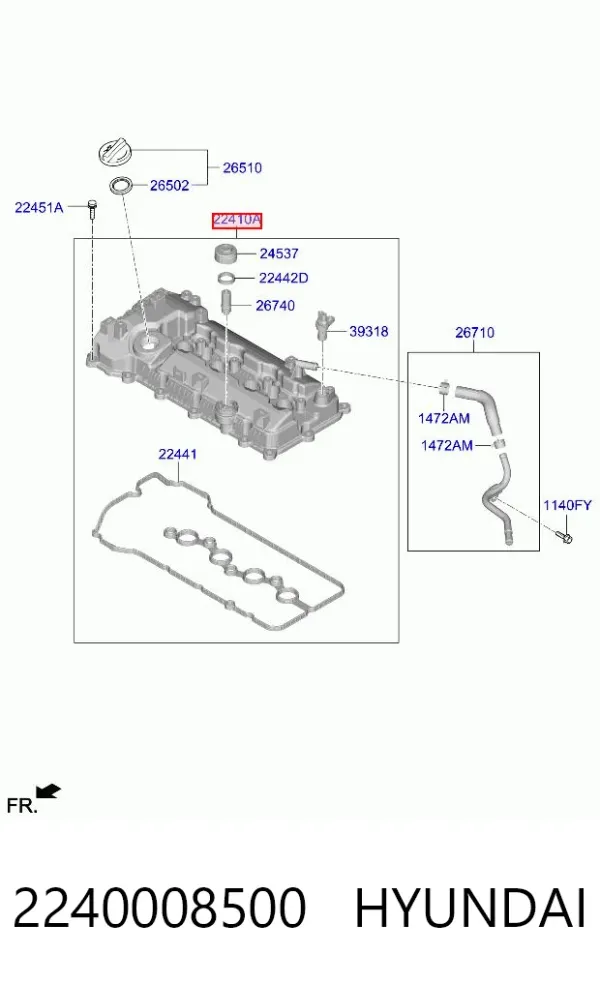 Клапанна кришка 2240008500 Hyundai/Kia
