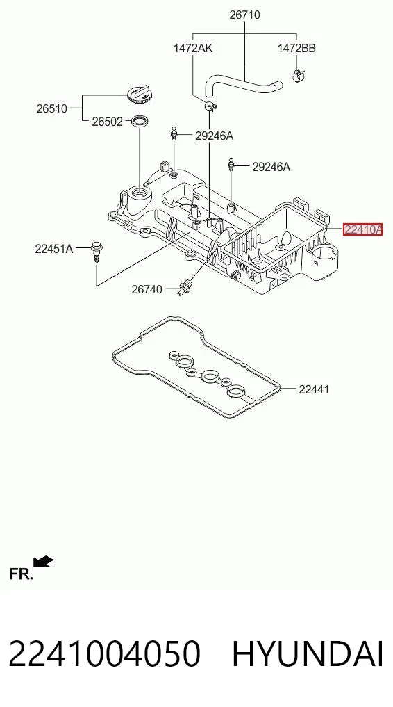 Клапанна кришка 2241004050 Hyundai/Kia