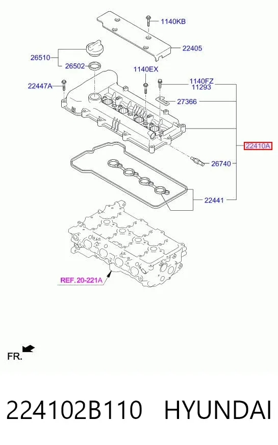 Клапанна кришка 224102B110 Hyundai/Kia