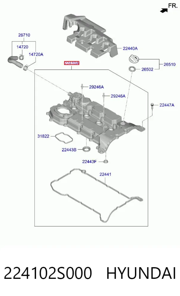 Клапанна кришка 224102S000 Hyundai/Kia