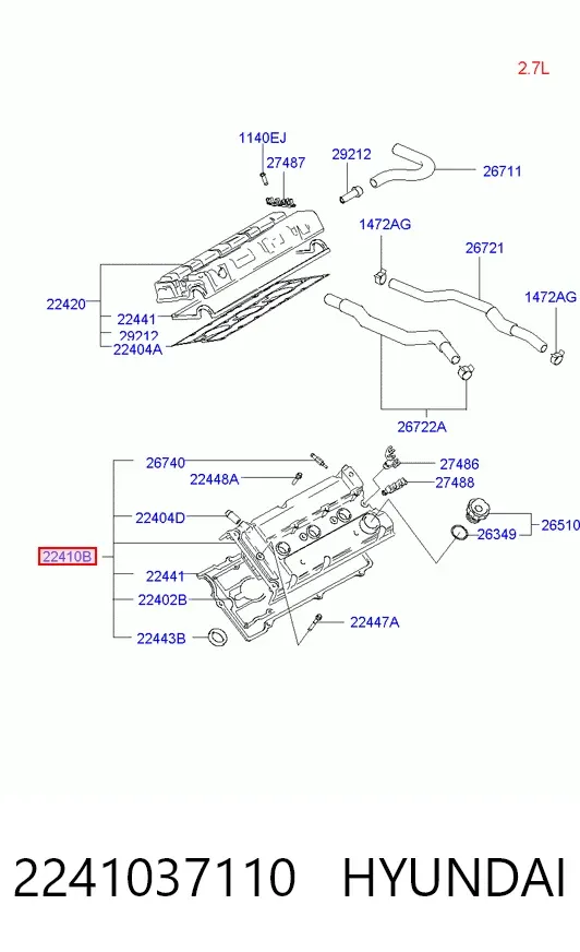 Кришка клапанна, ліва 2241037110 Hyundai/Kia
