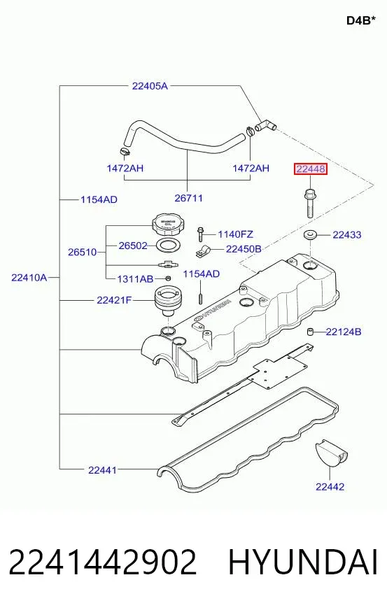 Клапанна кришка 2241442902 Hyundai/Kia