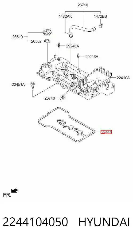 Прокладка клапанної кришки 2244104050 Hyundai/Kia