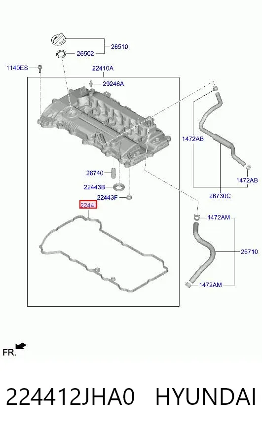 Прокладка клапанної кришки 224412JHA0 Hyundai/Kia