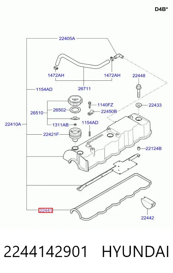 Прокладка клапанної кришки 2244142901 Hyundai/Kia