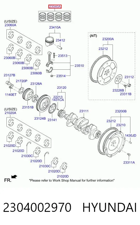 Кільця поршневі комплект на мотор, STD. 2304002970 Hyundai/Kia