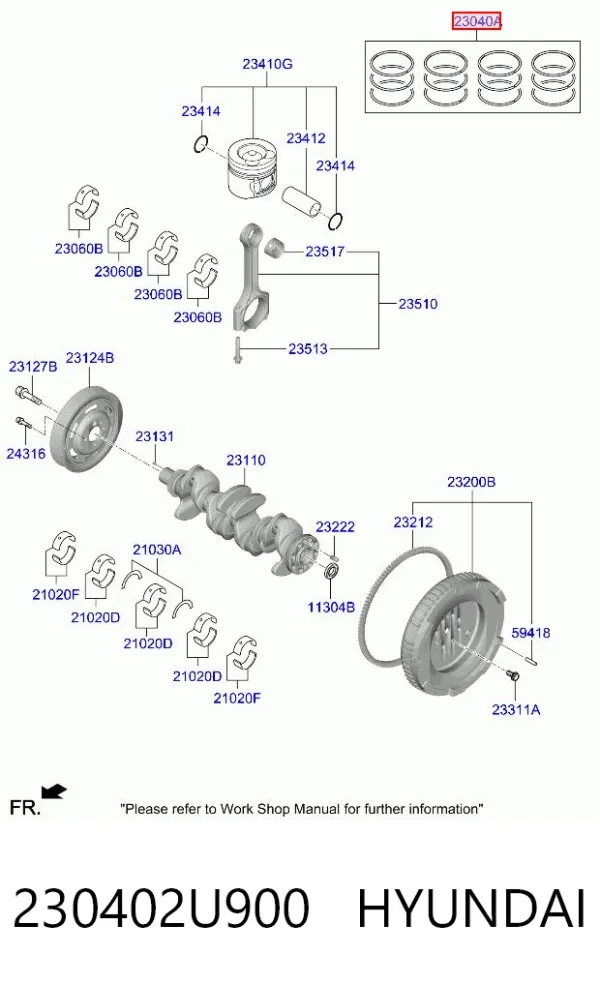 Кільця поршневі комплект на мотор, STD. 230402U900 Hyundai/Kia