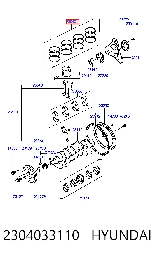 Кільця поршневі комплект на мотор, STD. 2304033110 Hyundai/Kia