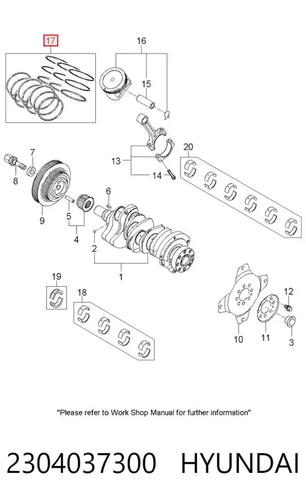 Кільця поршневі на 1 циліндр, STD. 2304037300 Hyundai/Kia