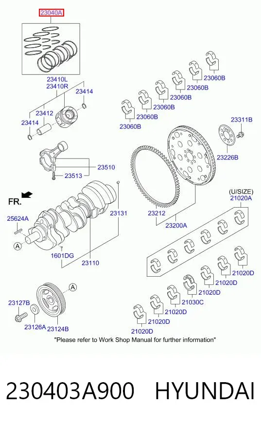 Кільця поршневі комплект на мотор, STD. 230403A900 Hyundai/Kia