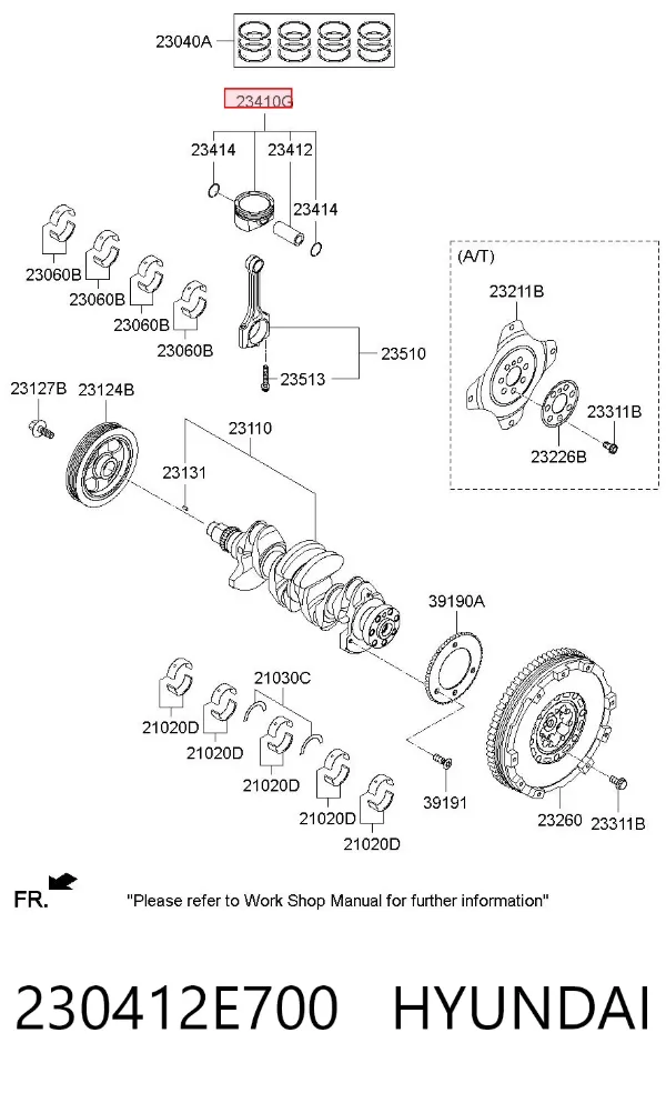 Поршень з пальцем без кілець, STD 230412E700 Hyundai/Kia