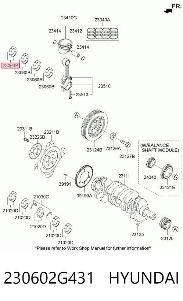 Вкладиші шатунні 230602G431 Hyundai/Kia