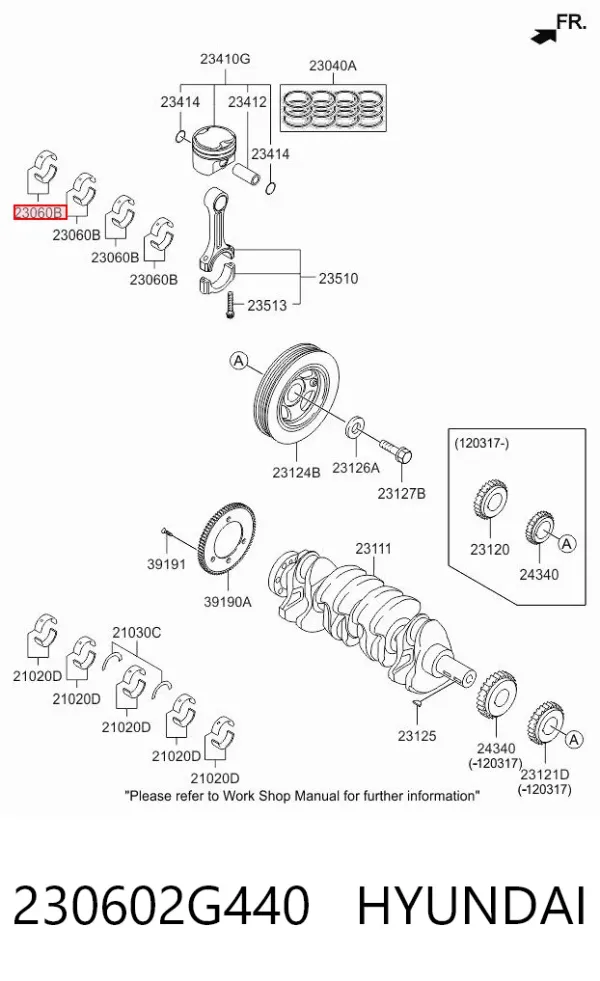 Вкладиші шатунні 230602G440 Hyundai/Kia