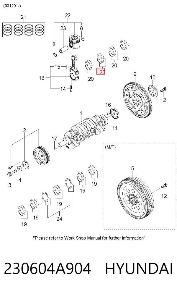 Вкладиші шатунні 230604A904 Hyundai/Kia