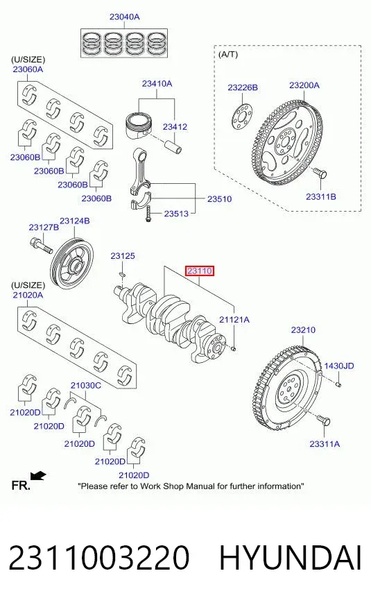 Колінвал 2311003220 Hyundai/Kia