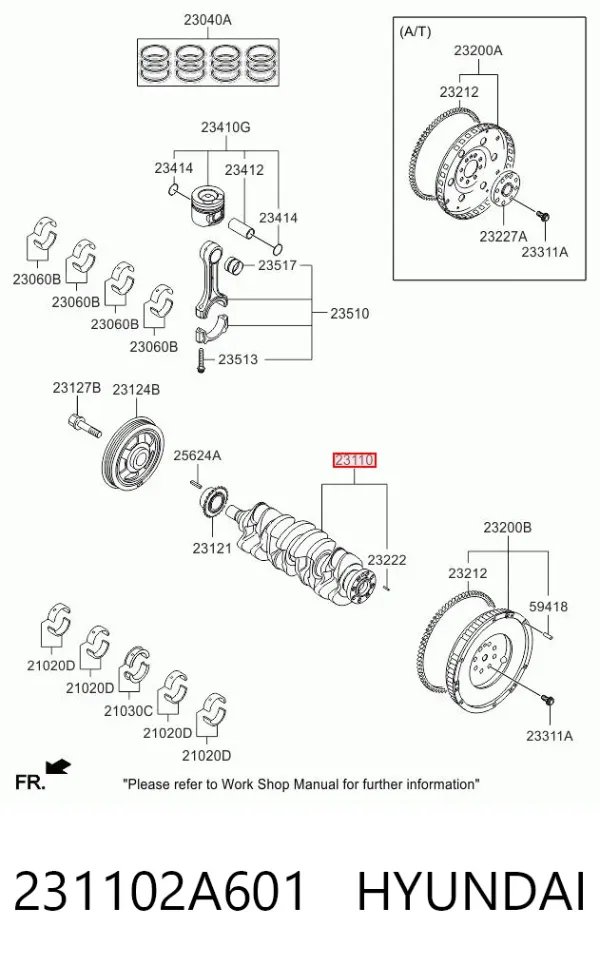 Колінвал 231102A601 Hyundai/Kia