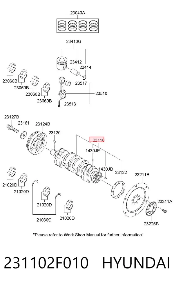 Колінвал 231102F010 Hyundai/Kia