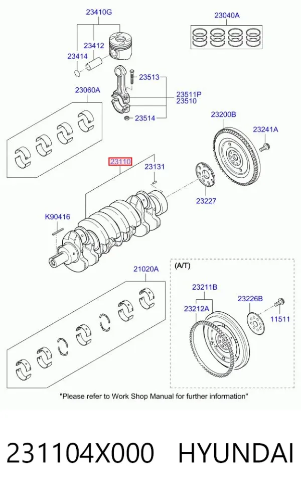 Колінвал 231104X000 Hyundai/Kia