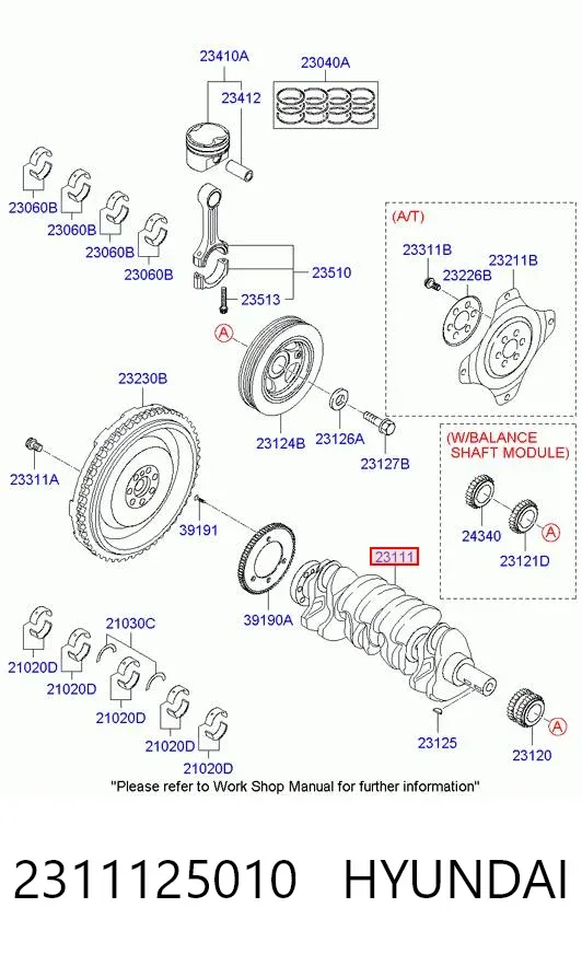Колінвал 2311125010 Hyundai/Kia