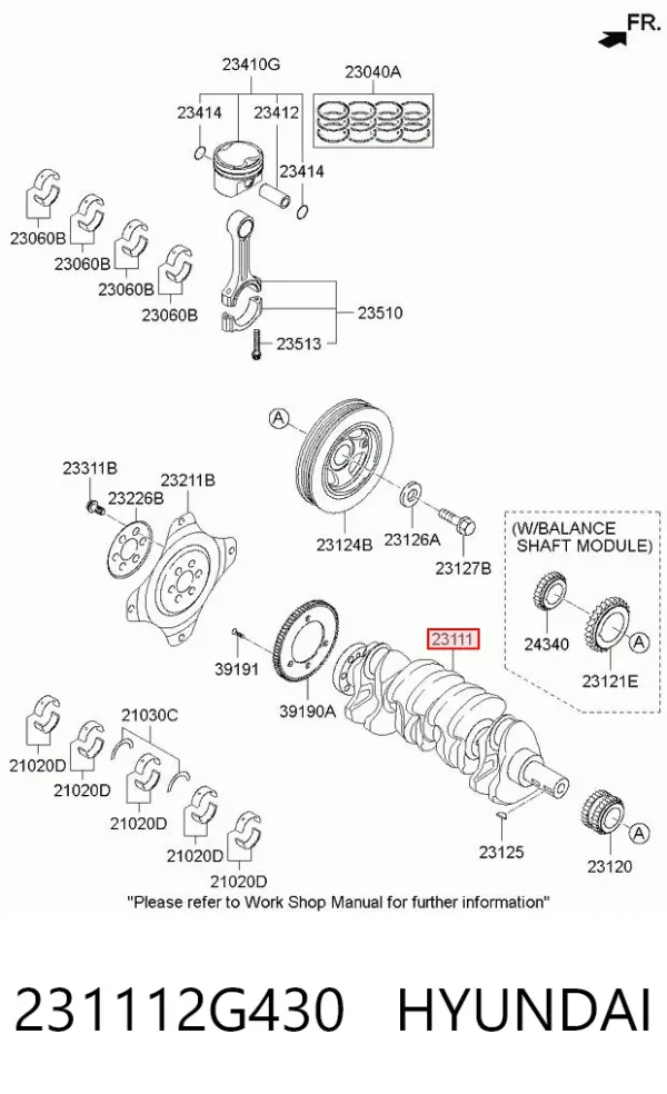 Колінвал 231112G430 Hyundai/Kia