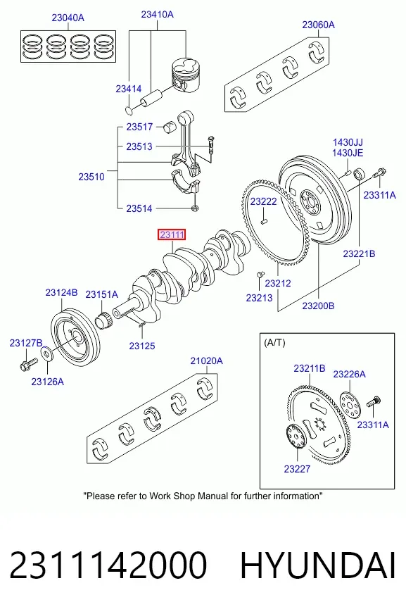 Колінвал 2311142000 Hyundai/Kia