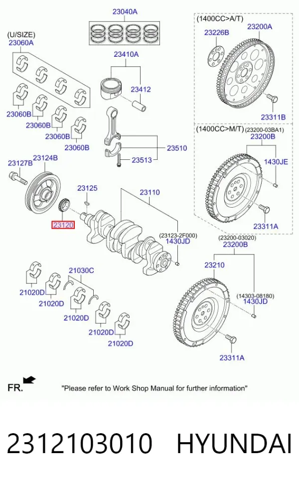 Зірка-шестерня приводу коленвалу двигуна 2312103010 Hyundai/Kia