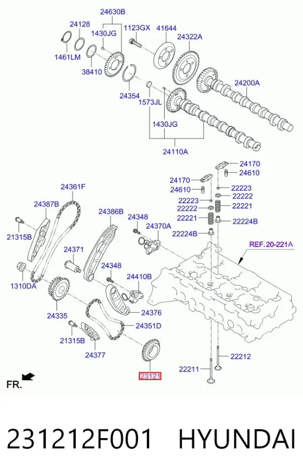 Зірка-шестерня приводу коленвалу двигуна 231212F001 Hyundai/Kia