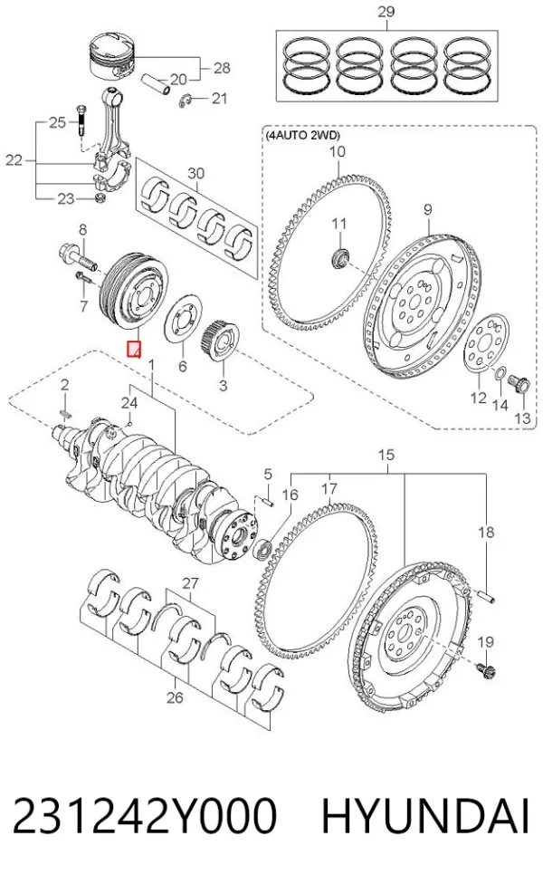 Шків колінвала 231242Y000 Hyundai/Kia
