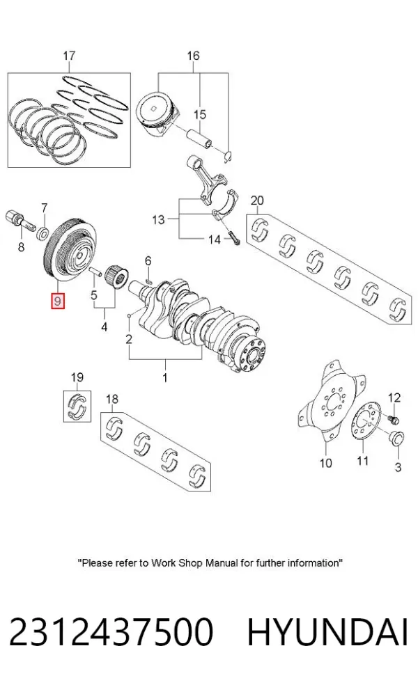 Шків колінвала 2312437500 Hyundai/Kia