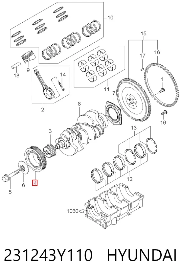 Шків колінвала 231243Y110 Hyundai/Kia