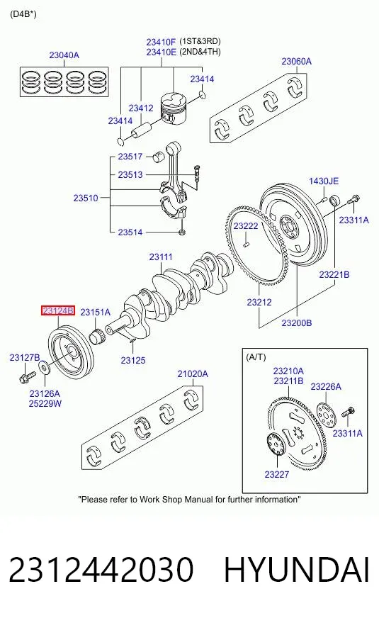 Шків колінвала 2312442030 Hyundai/Kia