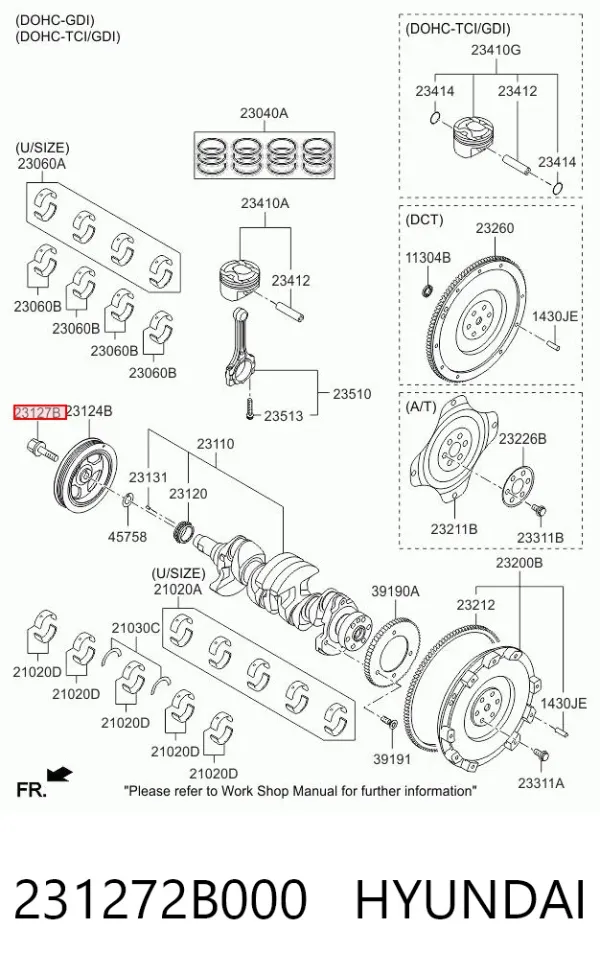 Болт колінвалу 231272B000 Hyundai/Kia