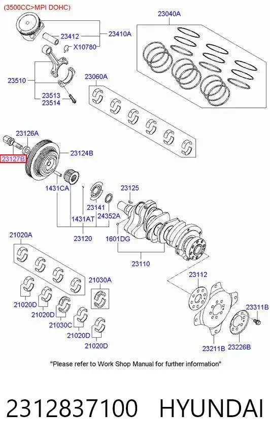 Болт колінвалу 2312837100 Hyundai/Kia