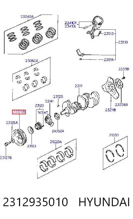 Шків колінвала 2312935010 Hyundai/Kia