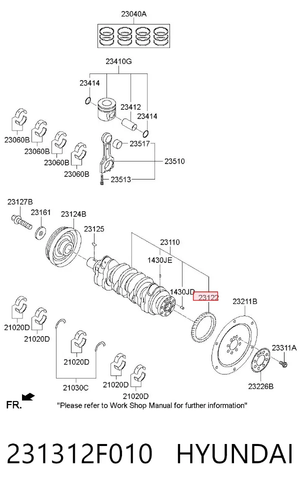 Зірка-шестерня приводу коленвалу двигуна 231312F010 Hyundai/Kia