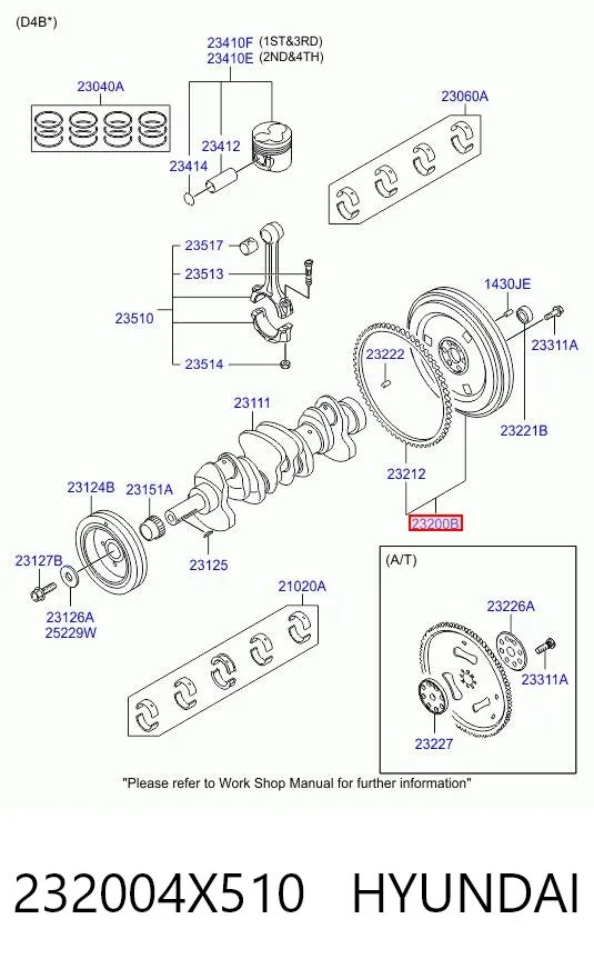 Маховик 232004X510 Hyundai/Kia