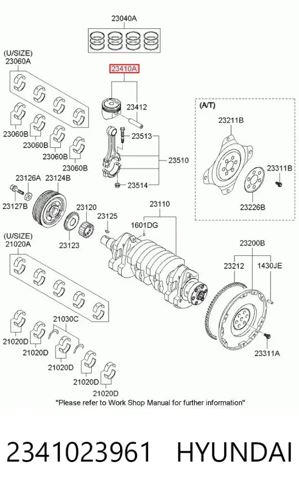 Поршень з пальцем без кілець, 1-й ремонт (+0,25) 2341023961 Hyundai/Kia
